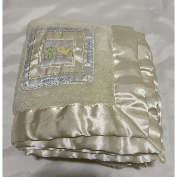 carters baby kisses Baby blanket frog duck Fleece Vintage Butter Yellow 34x29” - Picture 1 of 11